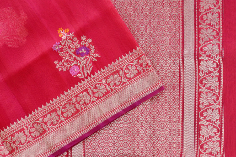 Red Kadhua Organza Handloom Banarasi Saree