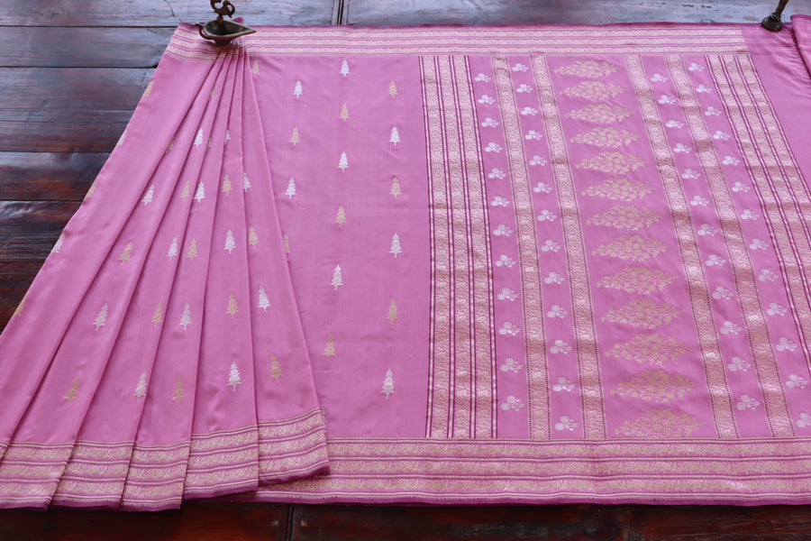 Pink Kadhua Motif Pure Silk Banarasi Saree | Stuti Weaves