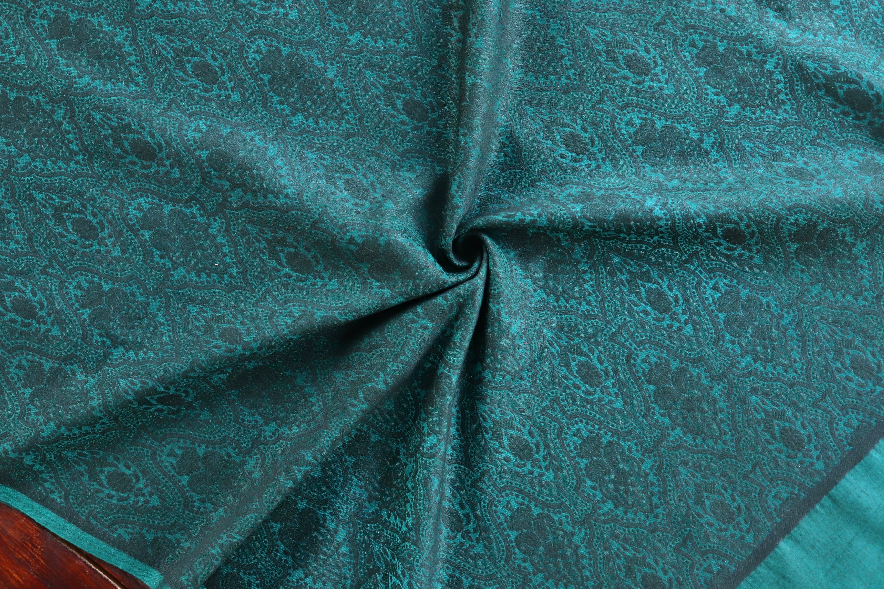 Green Pure Silk Handloom Banarasi Shawl
