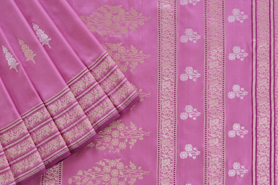 Pink Kadhua Motif Pure Silk Banarasi Saree | Stuti Weaves