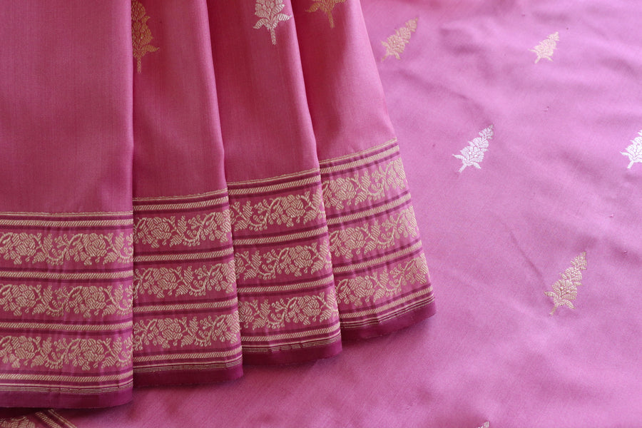 Pink Kadhua Motif Pure Silk Banarasi Saree | Stuti Weaves