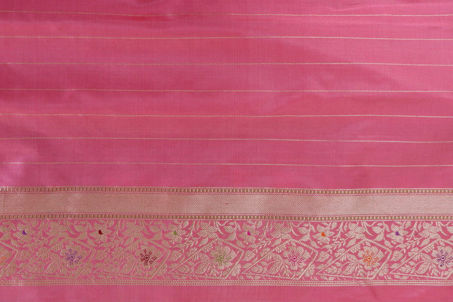 Pink Kairy Pure Silk Handloom Banarasi Saree