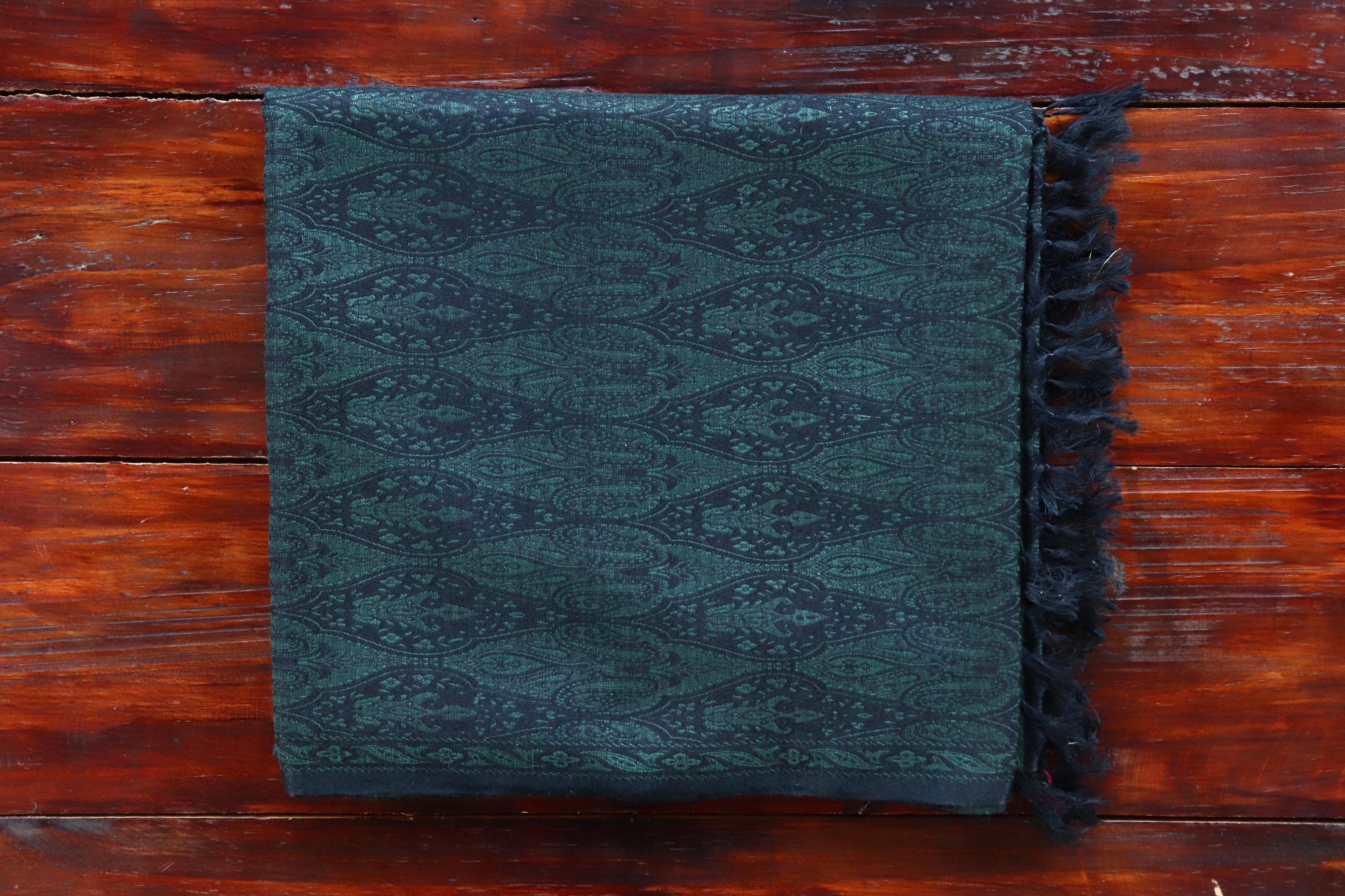 Deep Green Pure Silk Handloom Banarasi Shawl