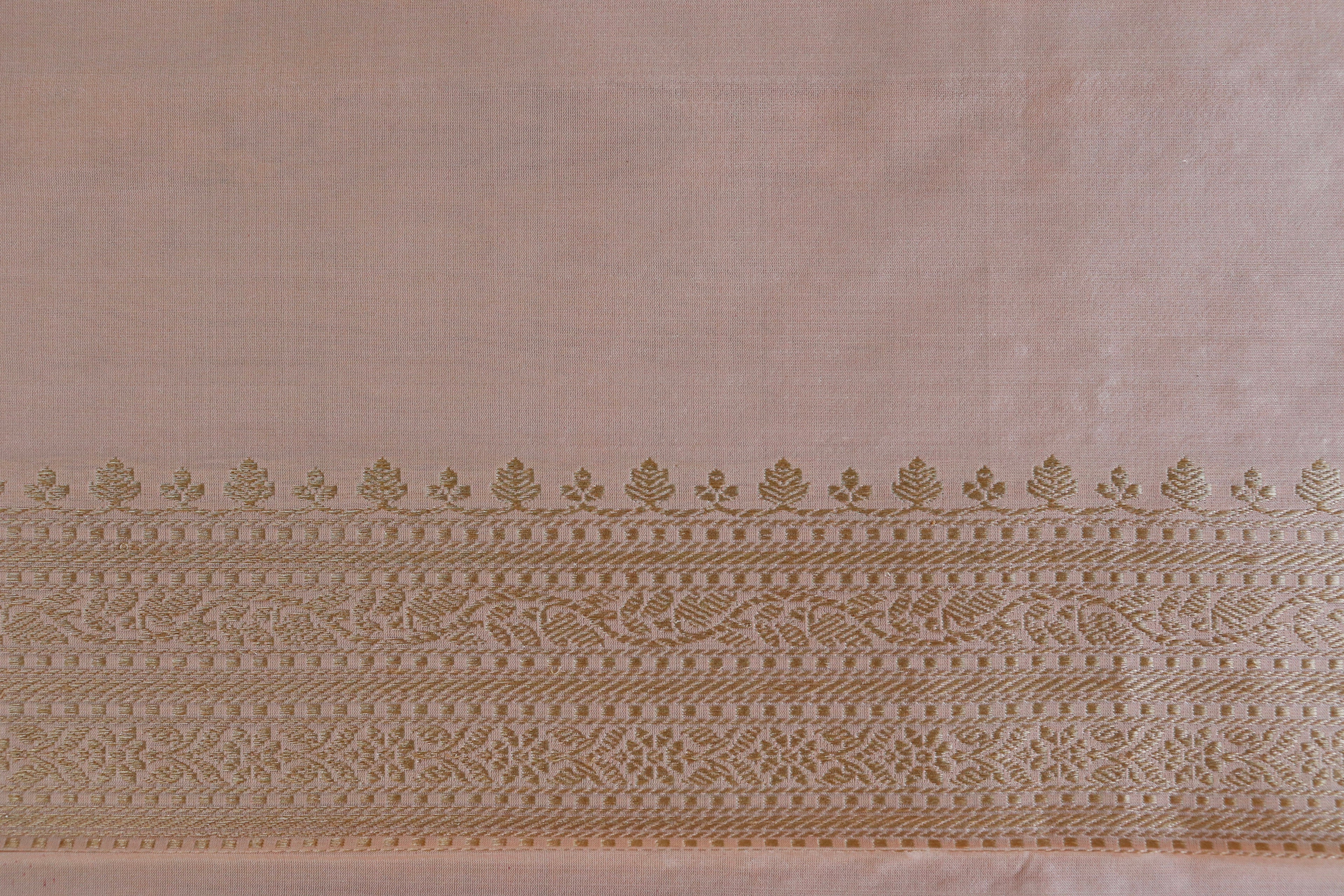 Peach Gulab Jangla Pure Silk Handloom Banarasi Saree