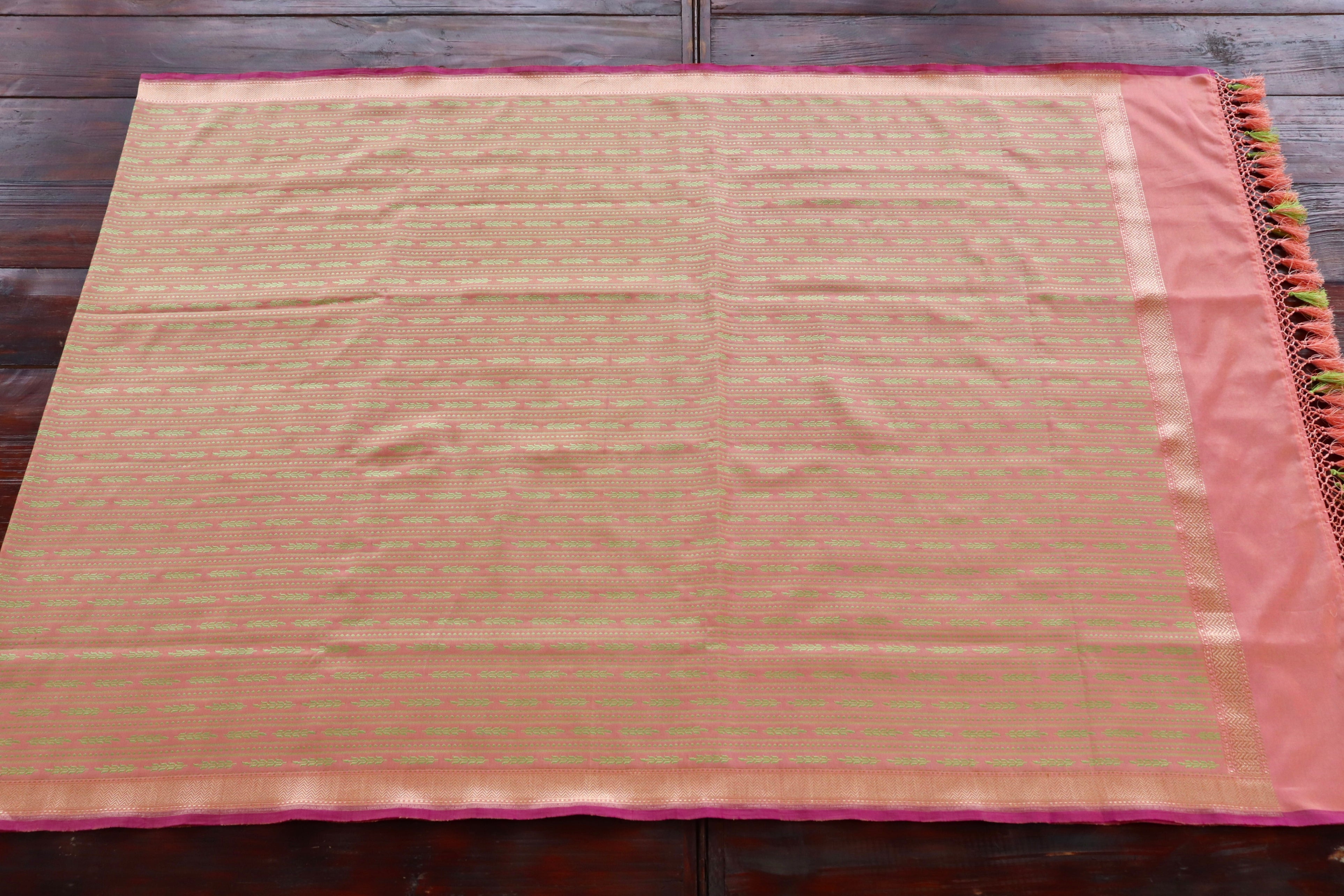 Peach Tanchoi Pure Silk Handloom Banarasi Dupatta
