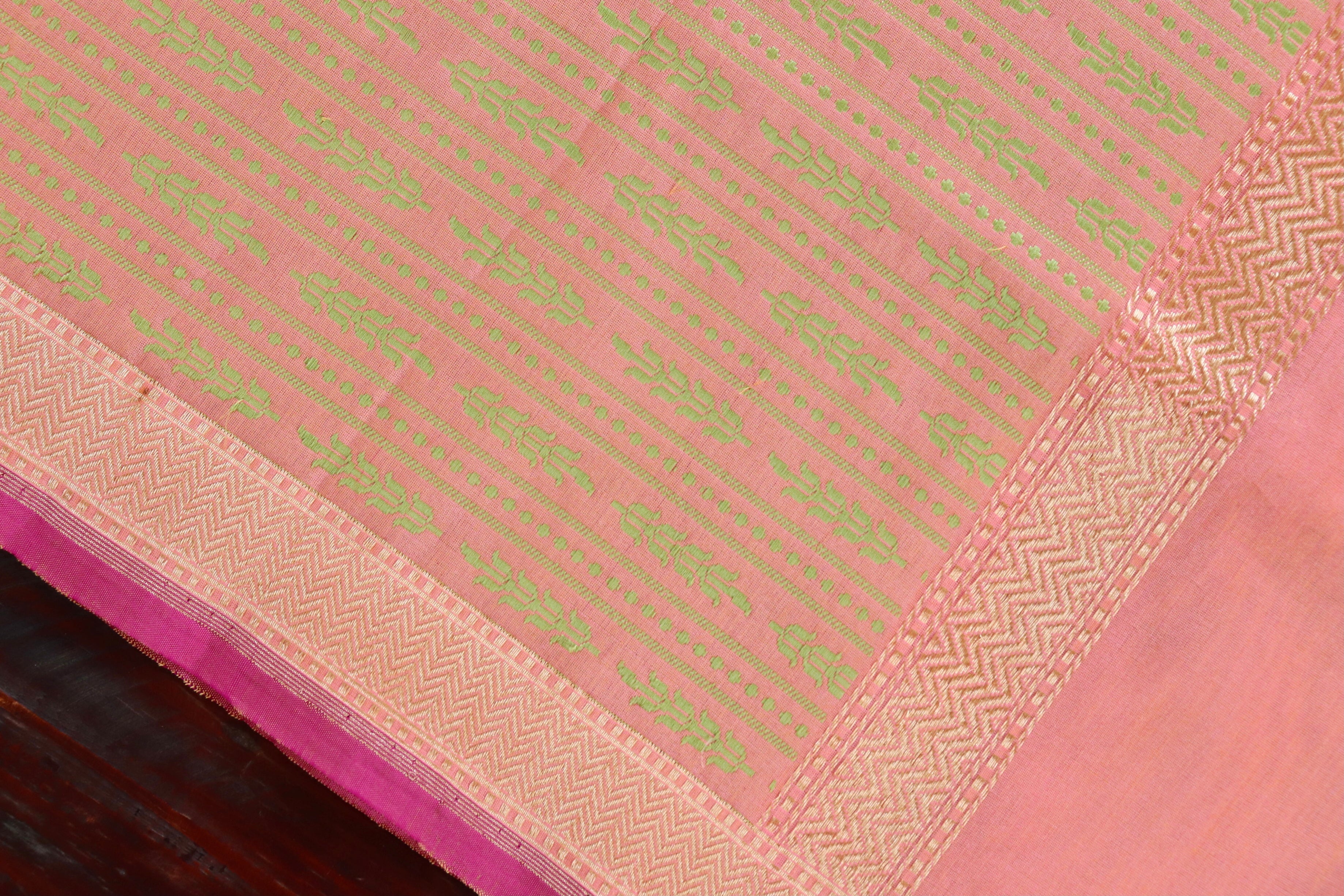 Peach Tanchoi Pure Silk Handloom Banarasi Dupatta