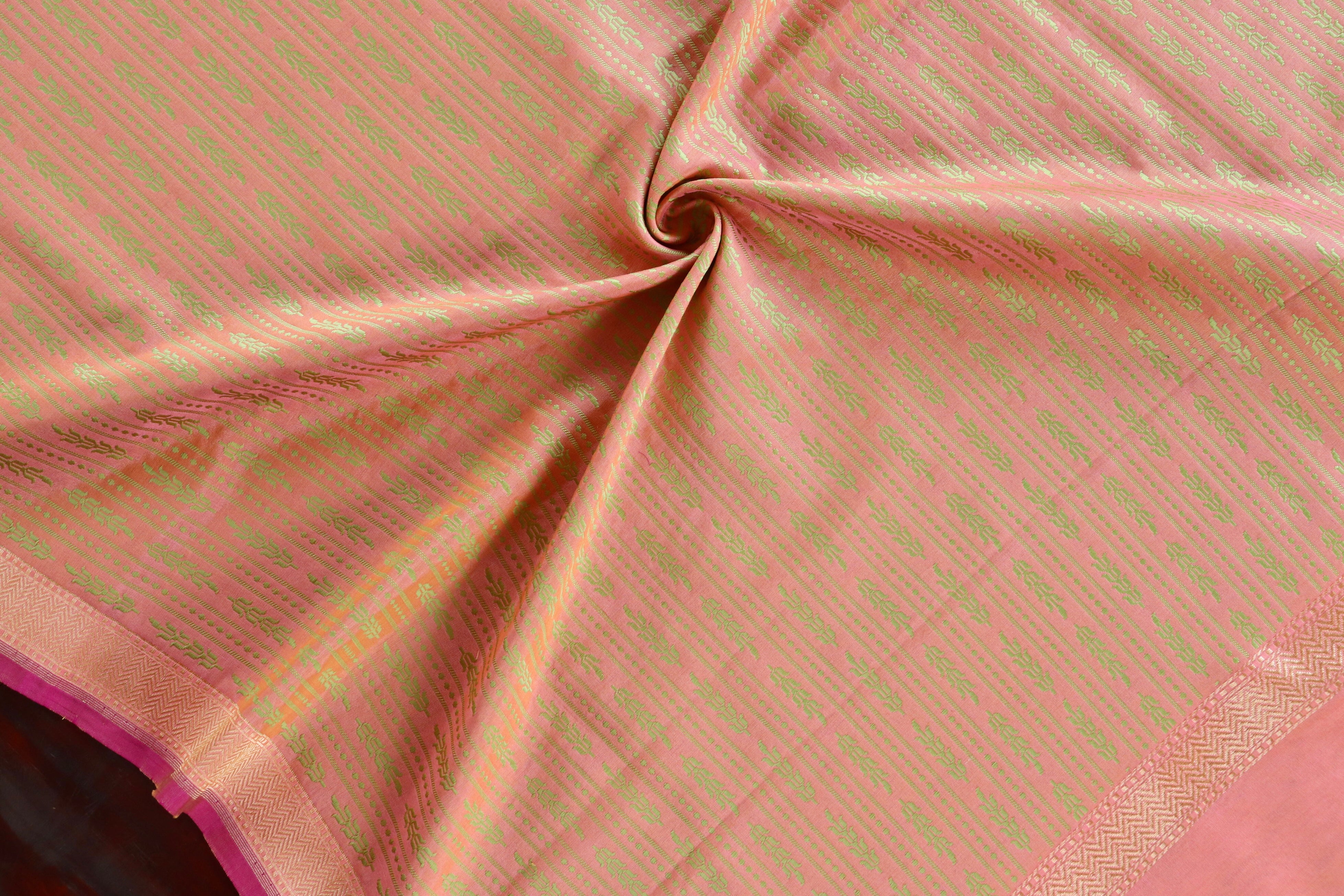 Peach Tanchoi Pure Silk Handloom Banarasi Dupatta