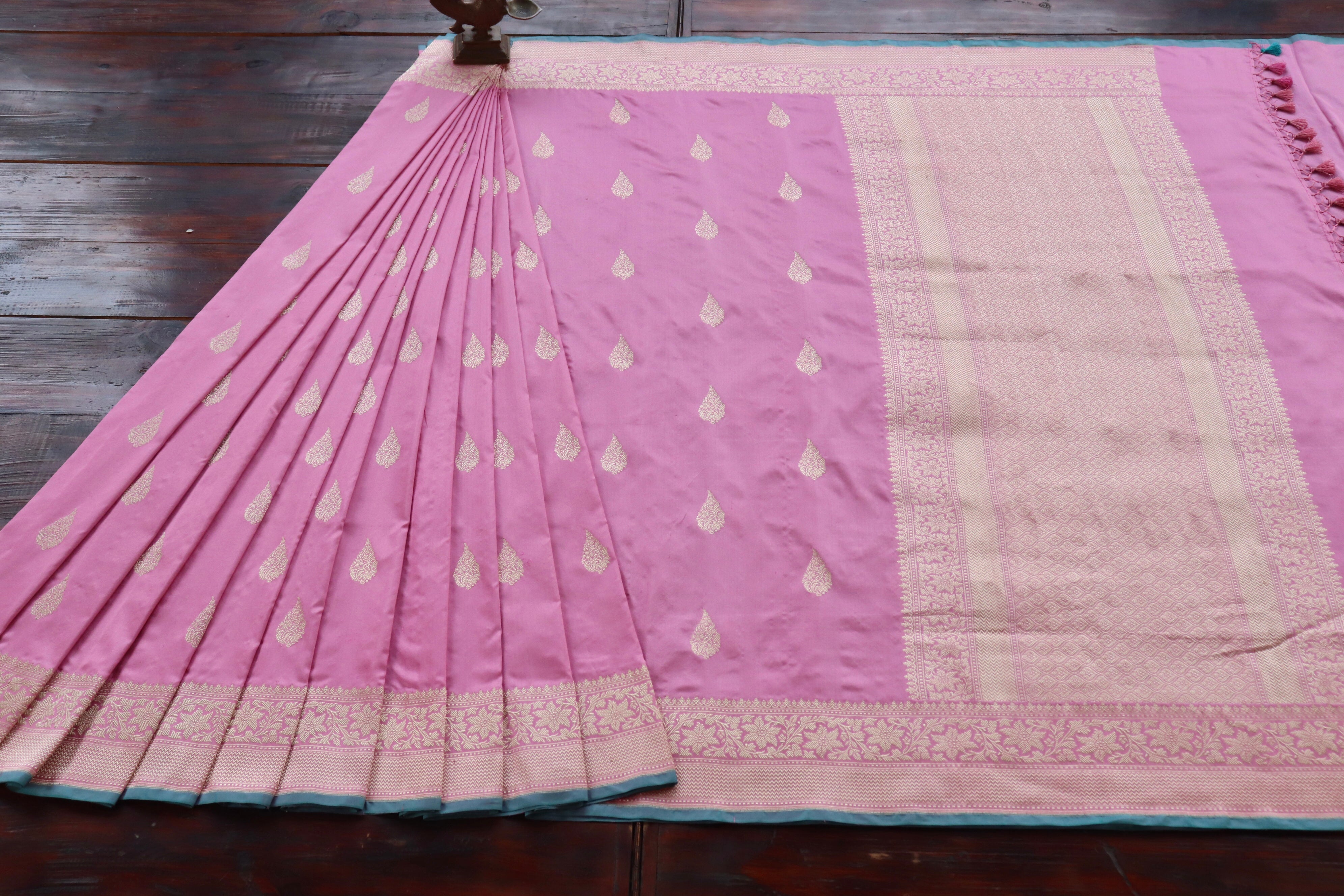 Pink Aisha Motif Pure Silk Handloom Banarasi Saree