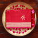Red Leaf pure Katan silk Banarasi dupatta with thread-by-thread motifs.