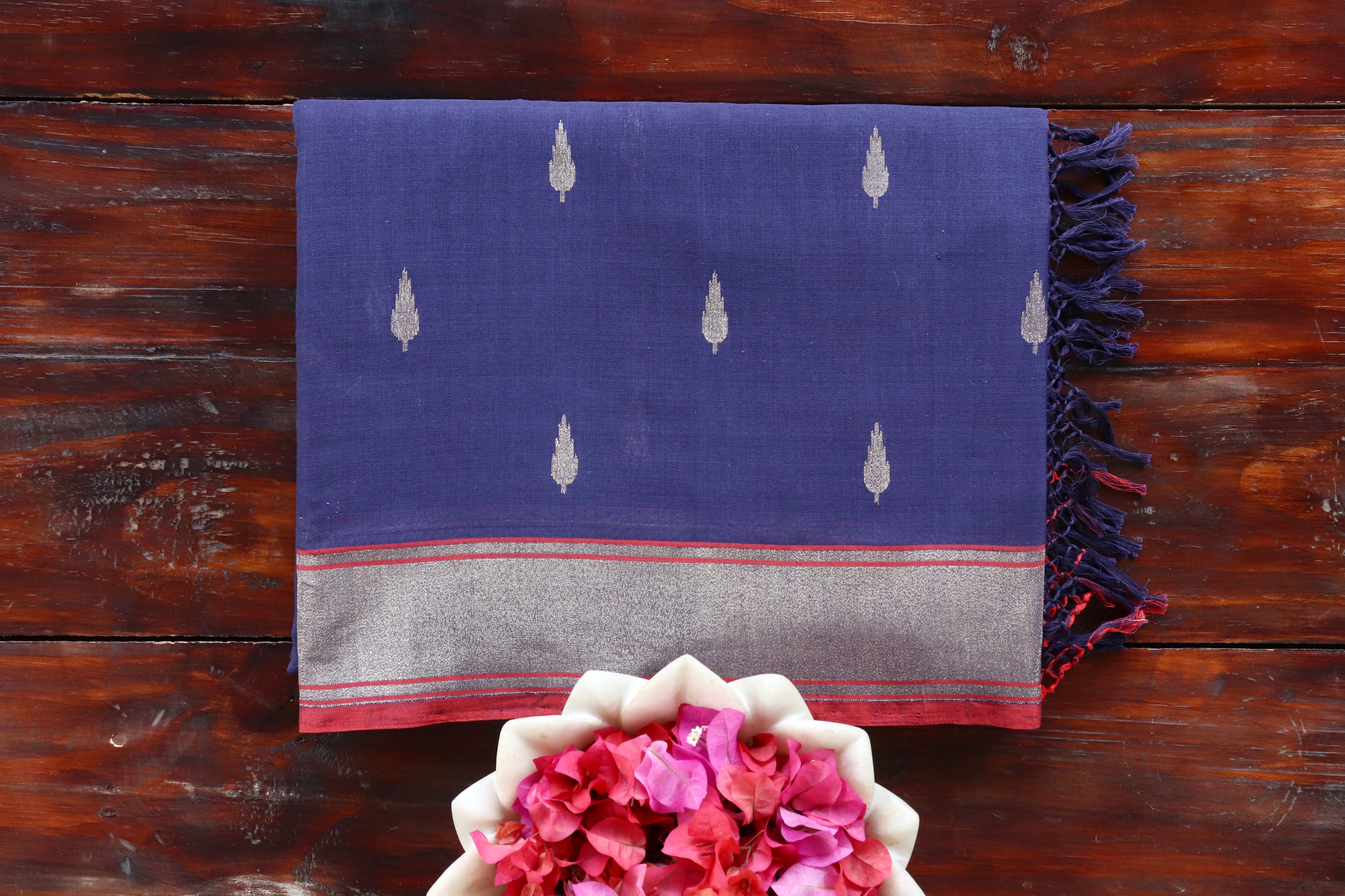 Neelambari Pure Zari Handwoven Cotton Banarasi Saree