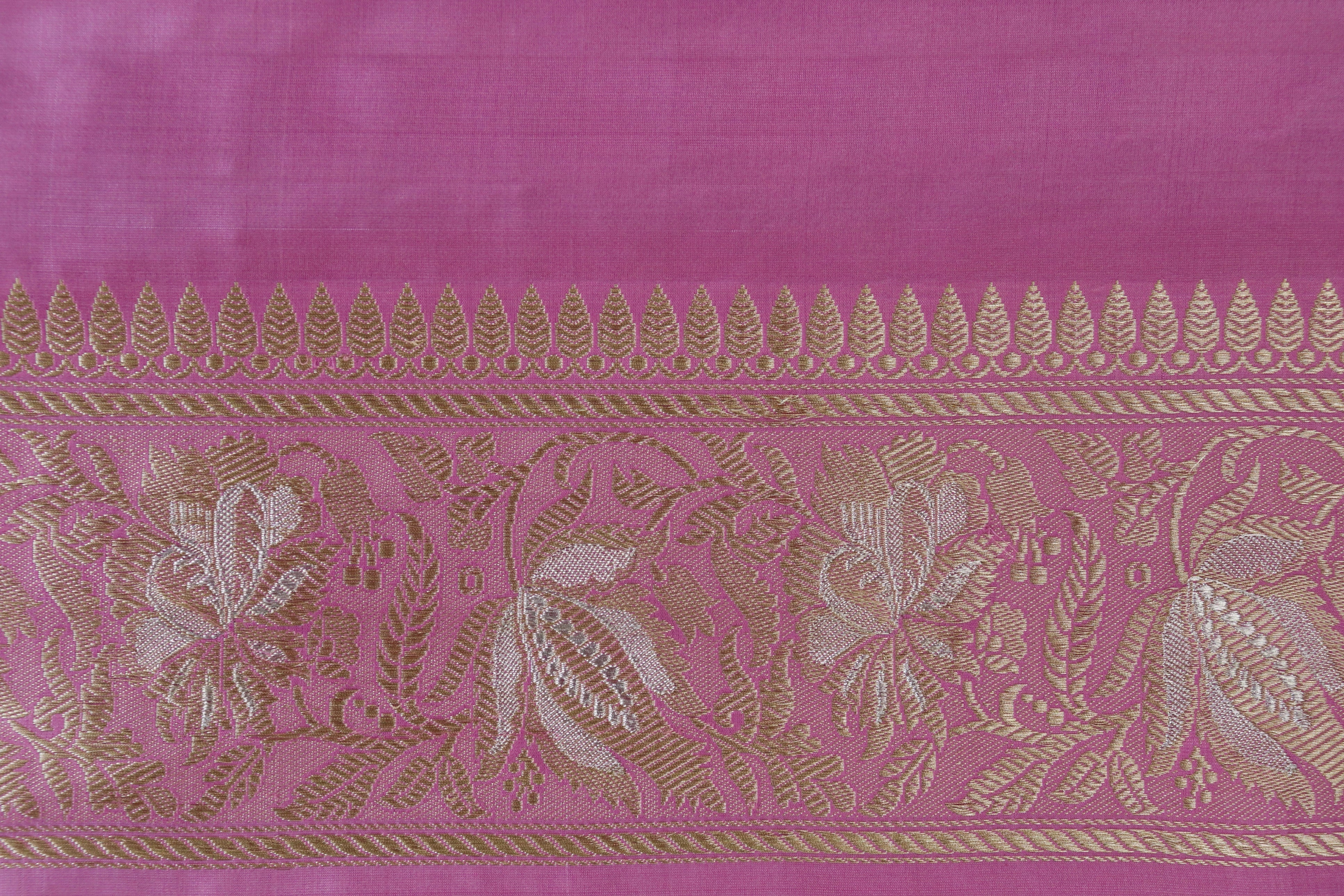 Dusty Pink Chinar Jangla Pure Katan Silk Handloom Banarasi Saree
