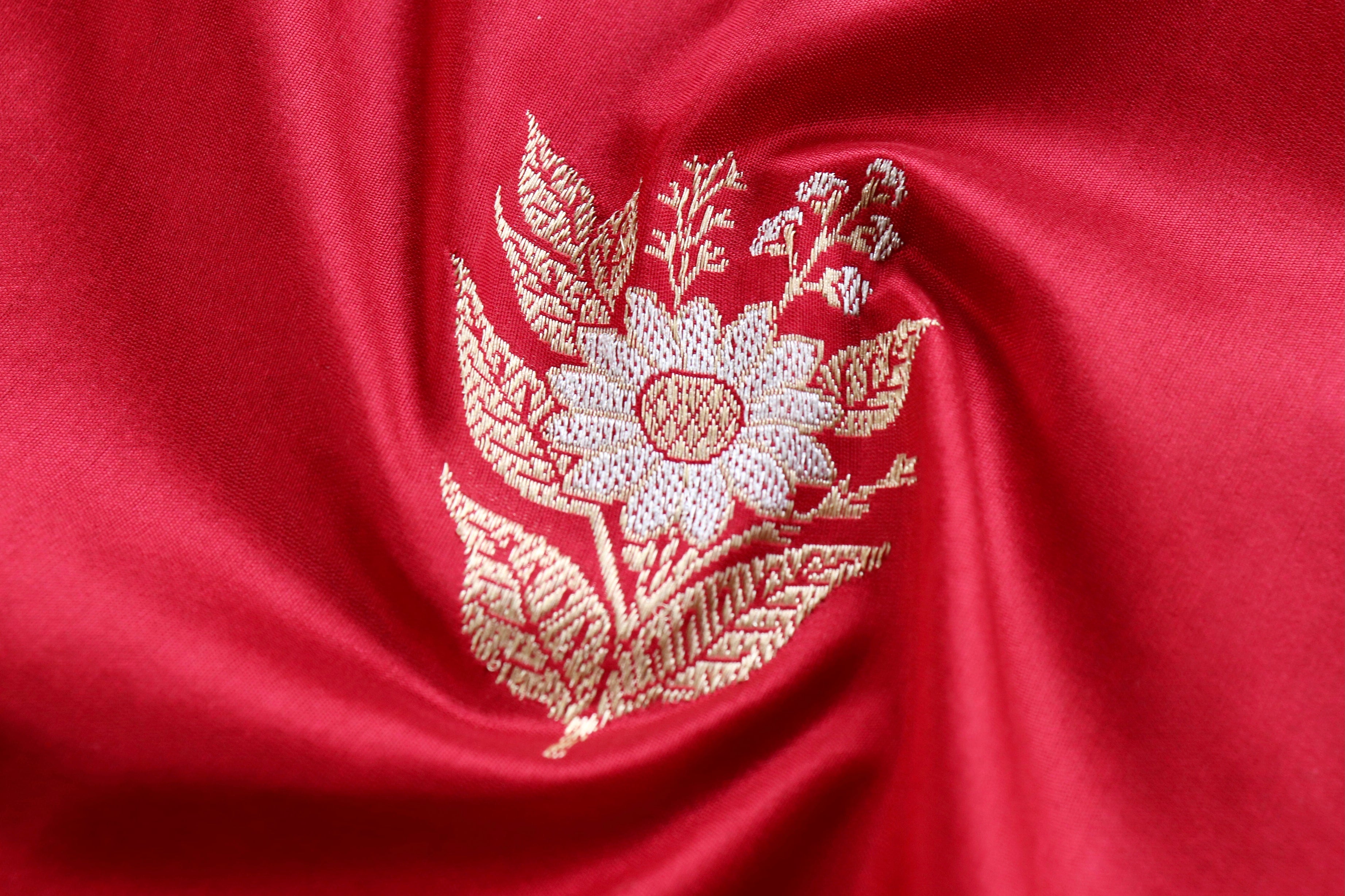 Red Meenadar Pure Silk Handloom Banarasi Saree