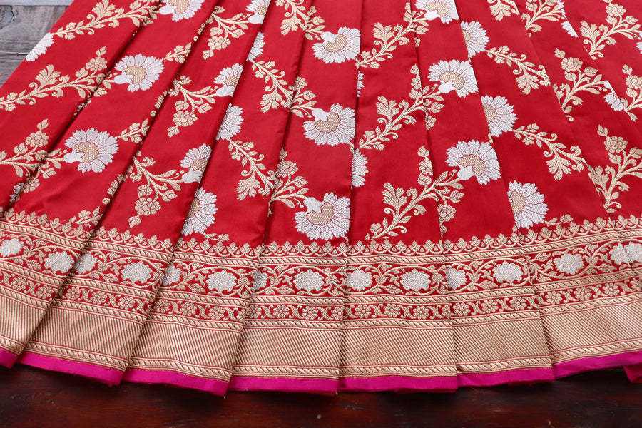 Blouse piece for Red Zig Zag Jangla Banarasi saree