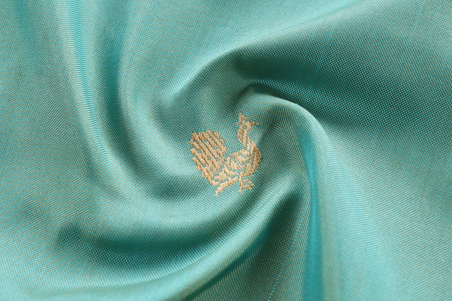 Sky Blue Peacock Motif Pure Silk Handloom Banarasi Saree