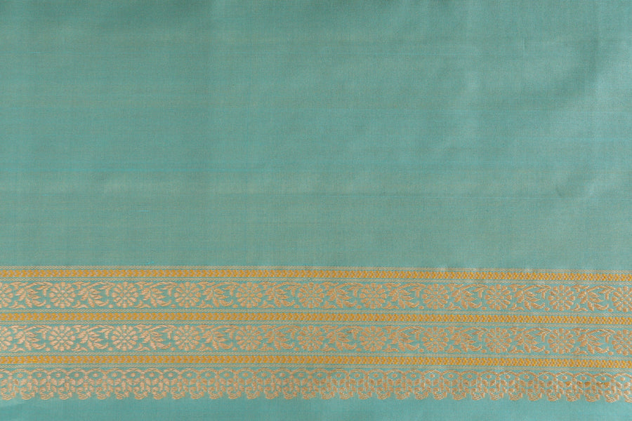Sky Blue Peacock Motif Pure Silk Handloom Banarasi Saree