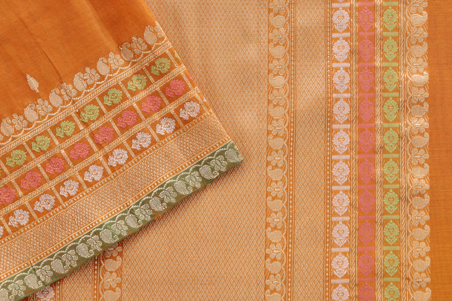 Mustard Meenadar Pure Cotton Banarasi Handloom Saree