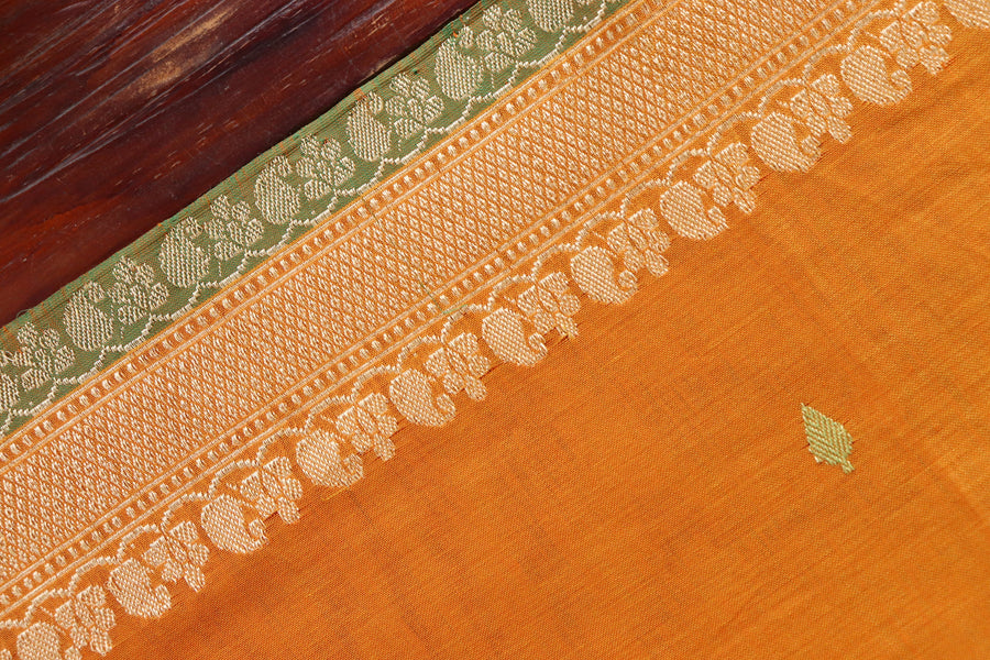 Mustard Meenadar Pure Cotton Banarasi Handloom Saree