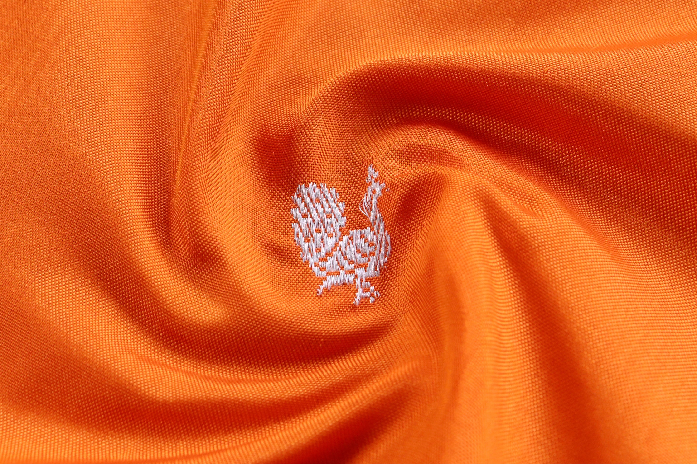 Orange Peacock Motif Pure Silk Handloom Banarasi Saree