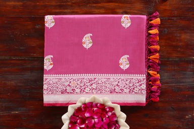 Mulberry handloom Banarsi saree with kairy motifs in pure silk