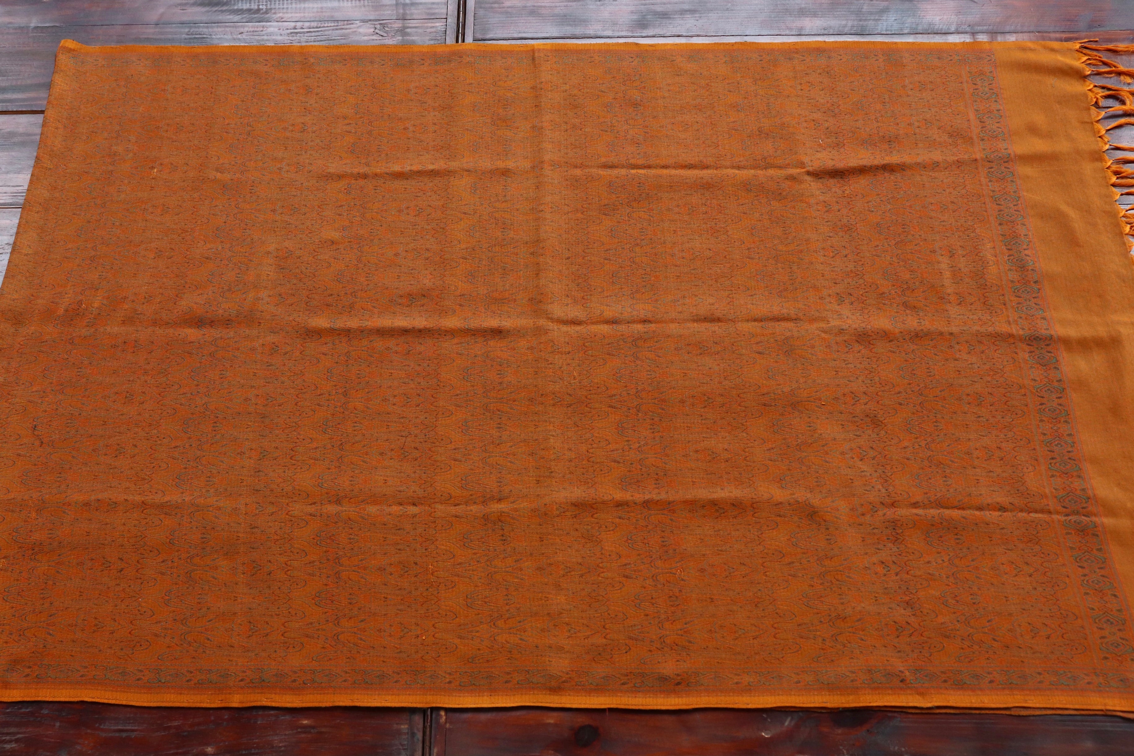 Rust Pure Wool & Silk Handloom Banarasi Shawl