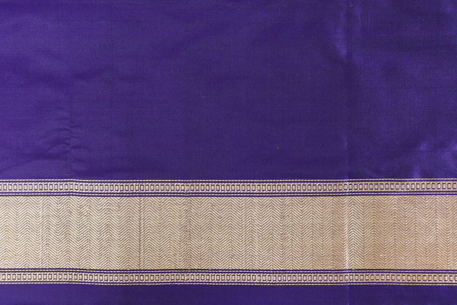 Navy Blue Kairy Kuniya Pure Silk Handloom Banarasi Saree