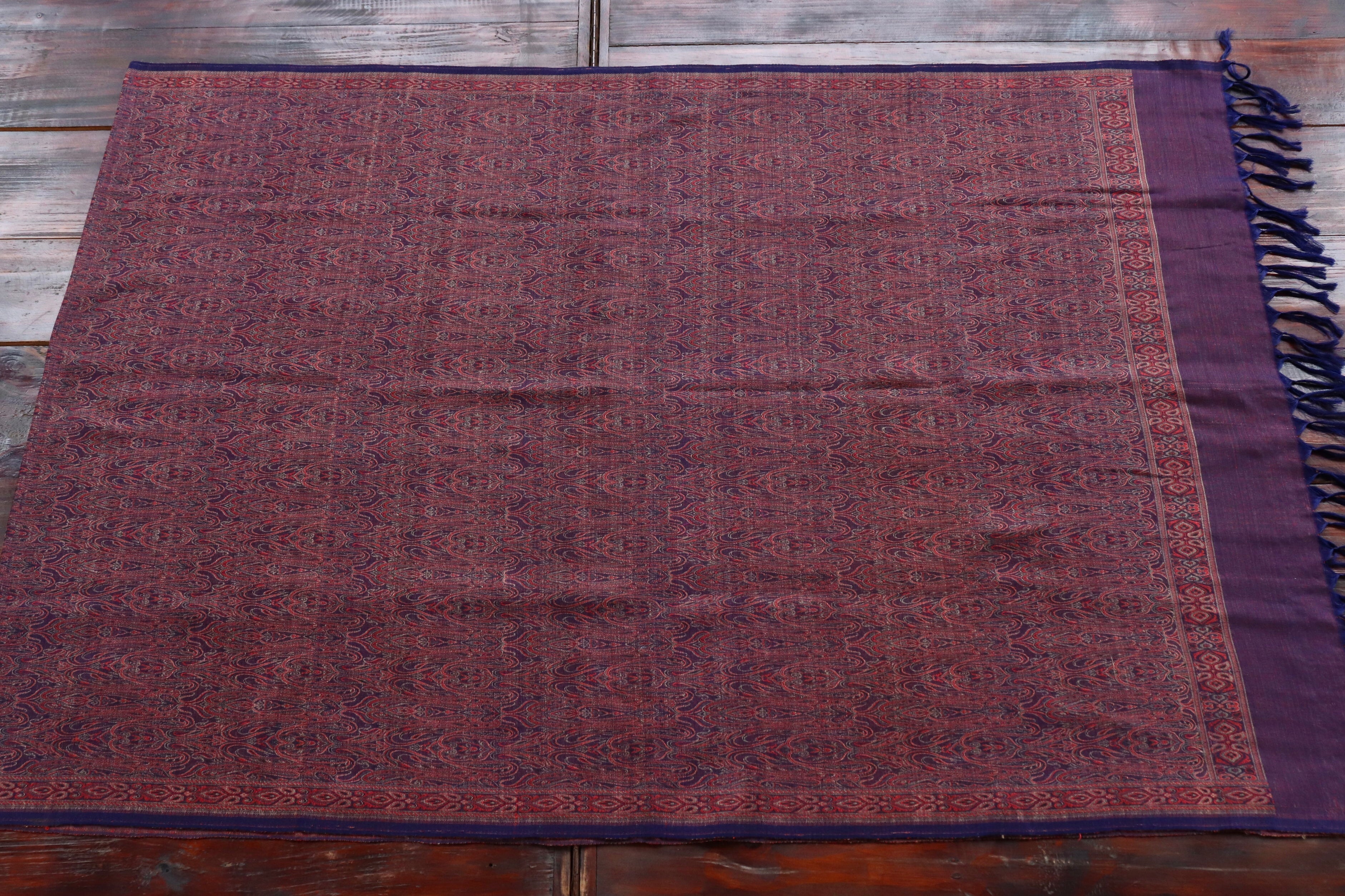 Blue Pure Wool & Silk Handloom Banarasi Shawl