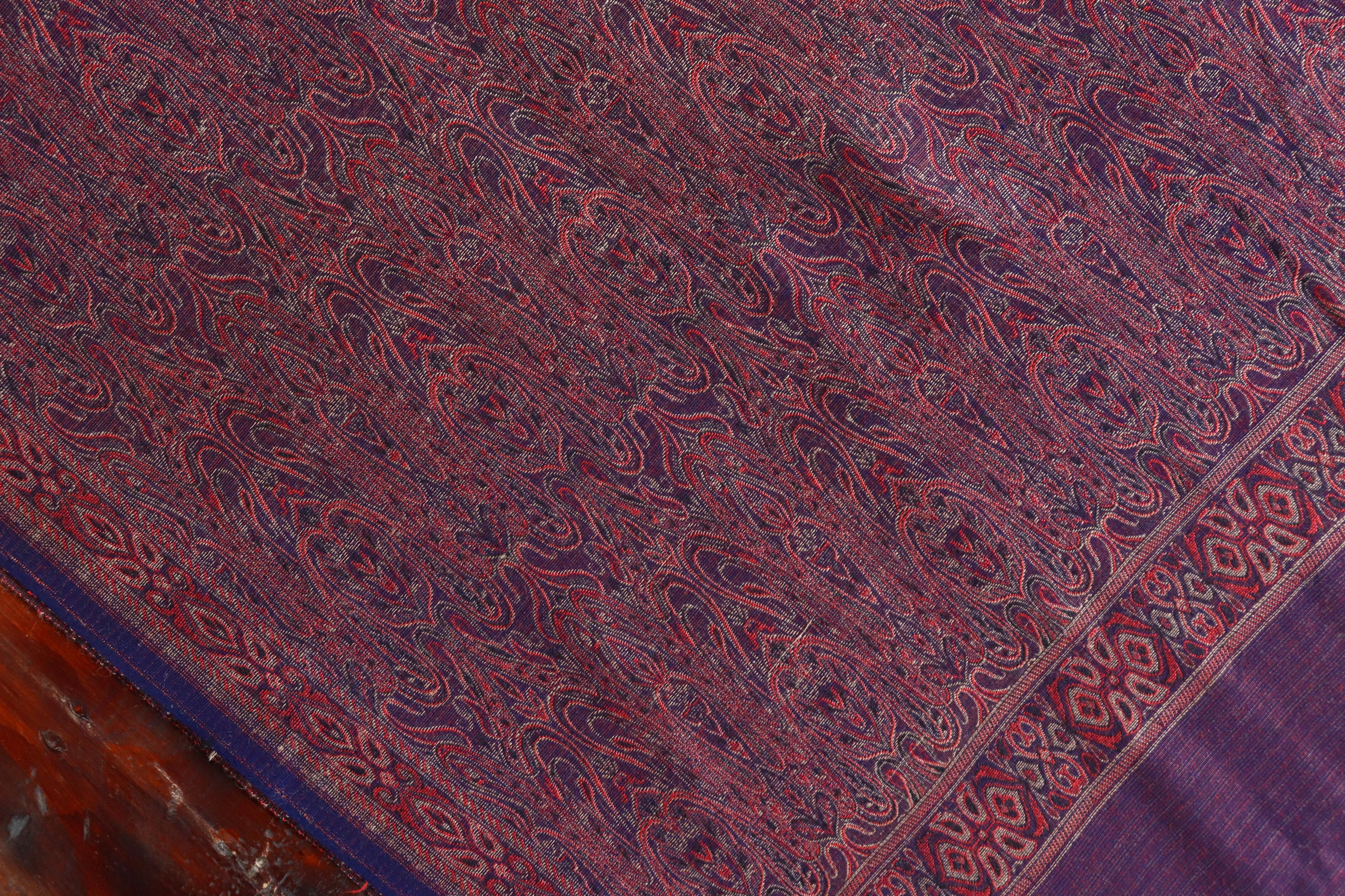 Blue Pure Wool & Silk Handloom Banarasi Shawl