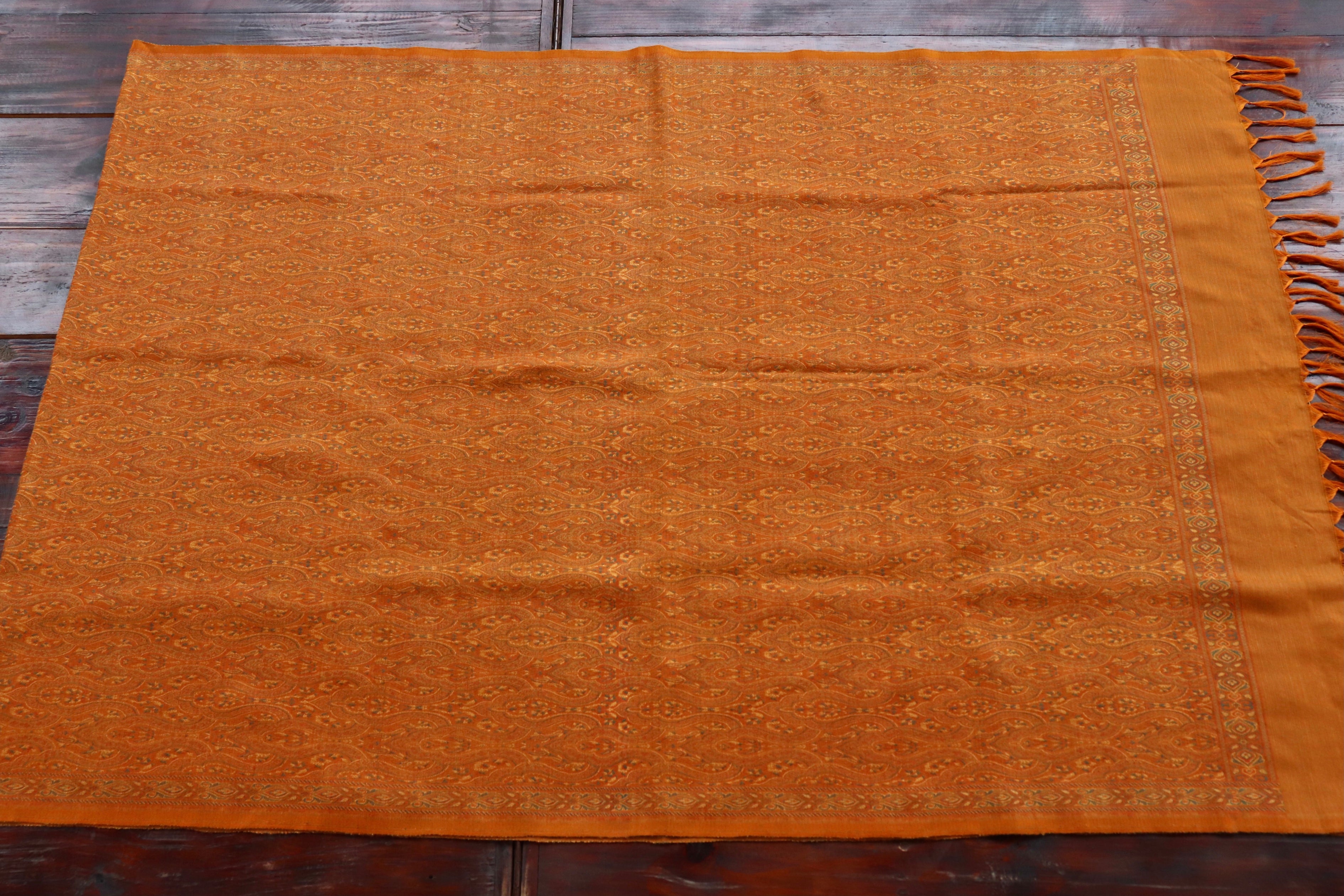 Rust Pure & Wool Silk Handloom Banarasi Shawl