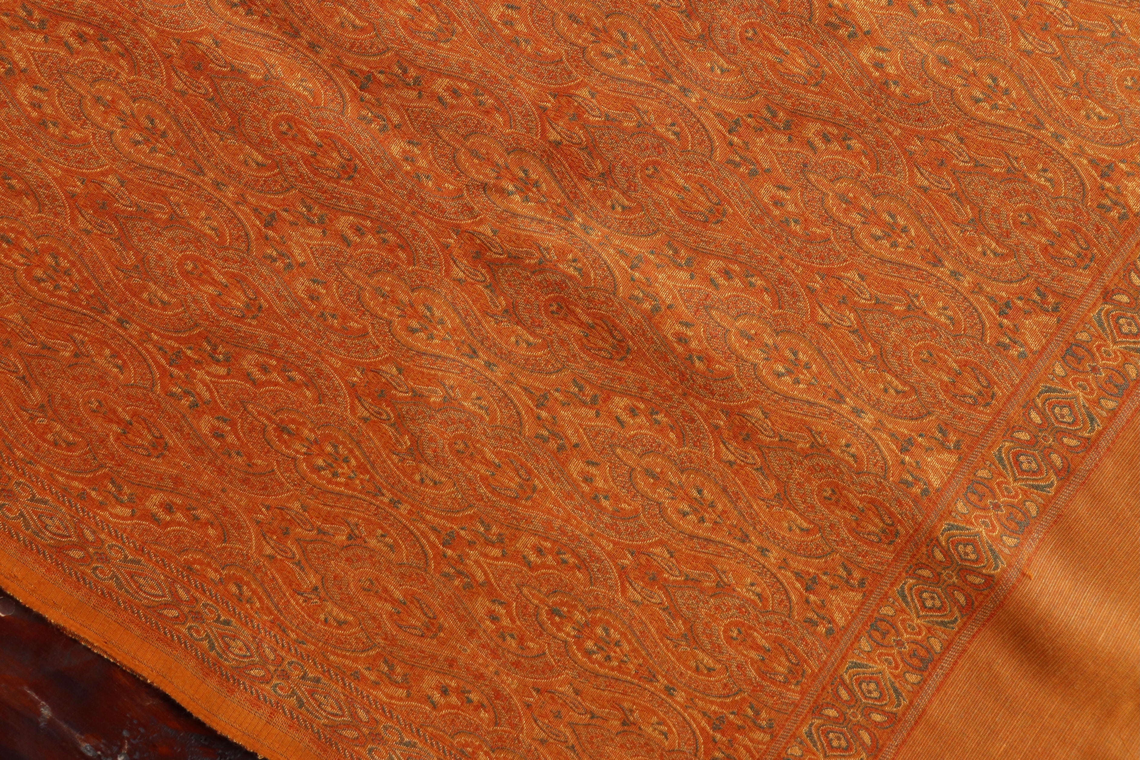 Rust Pure & Wool Silk Handloom Banarasi Shawl