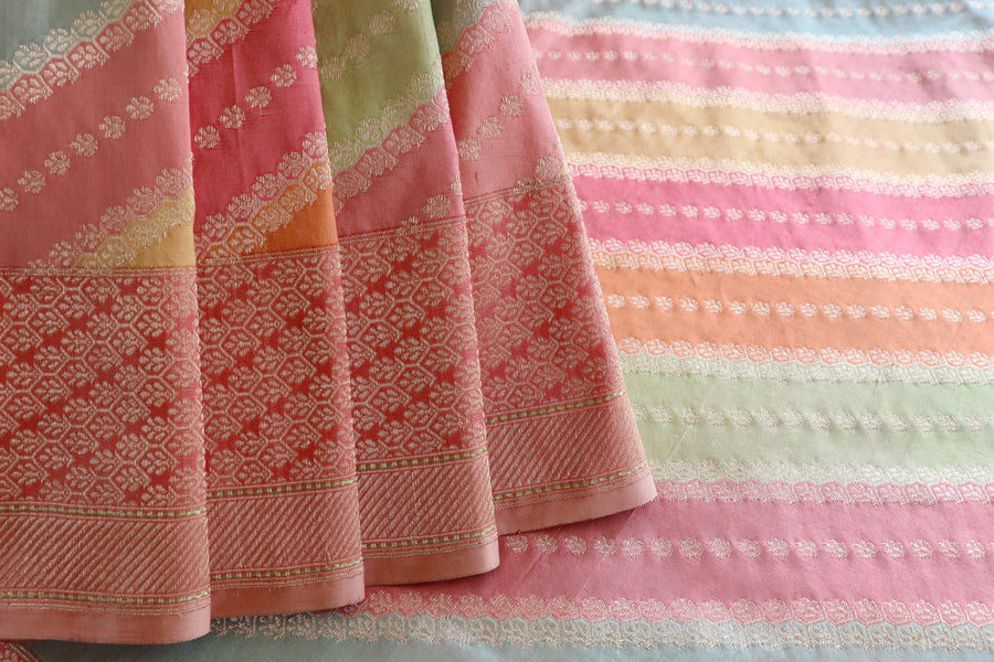 Multicolor Banarasi Rangkaat Pure Silk Handloom Saree