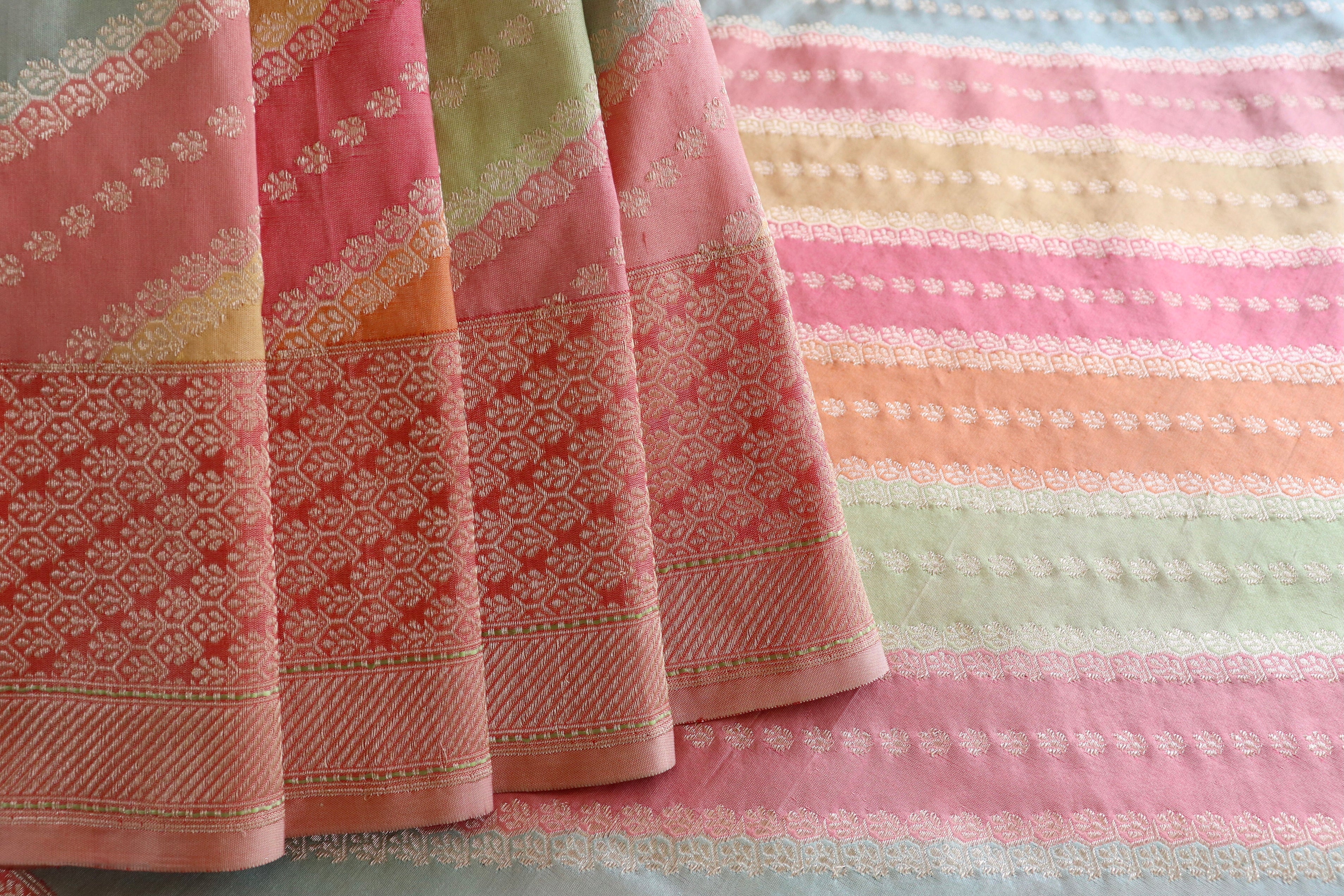 Multicolor Banarasi Rangkaat Pure Silk Handloom Saree