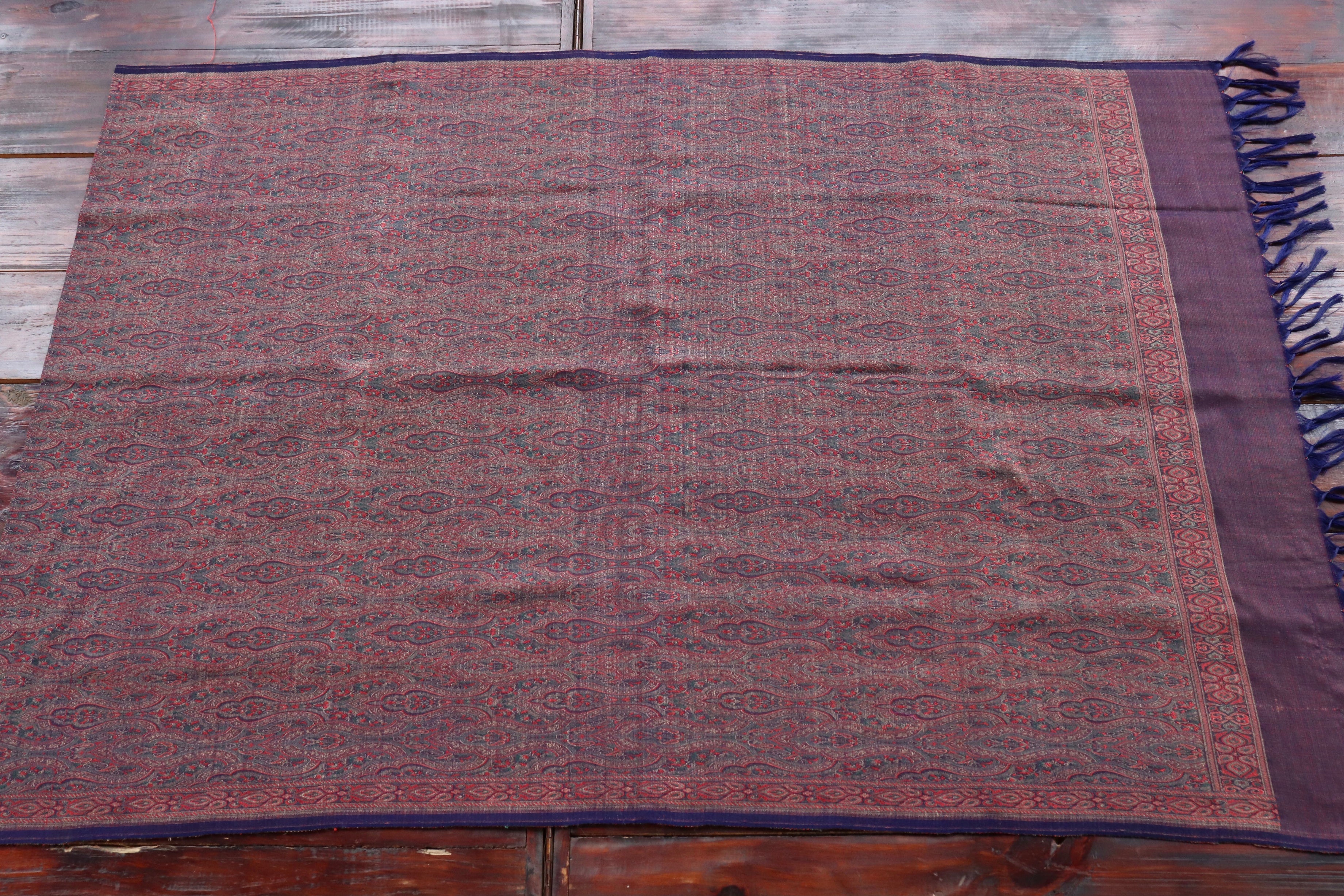 Black Pure Wool & Silk Handloom Banarasi Shawl