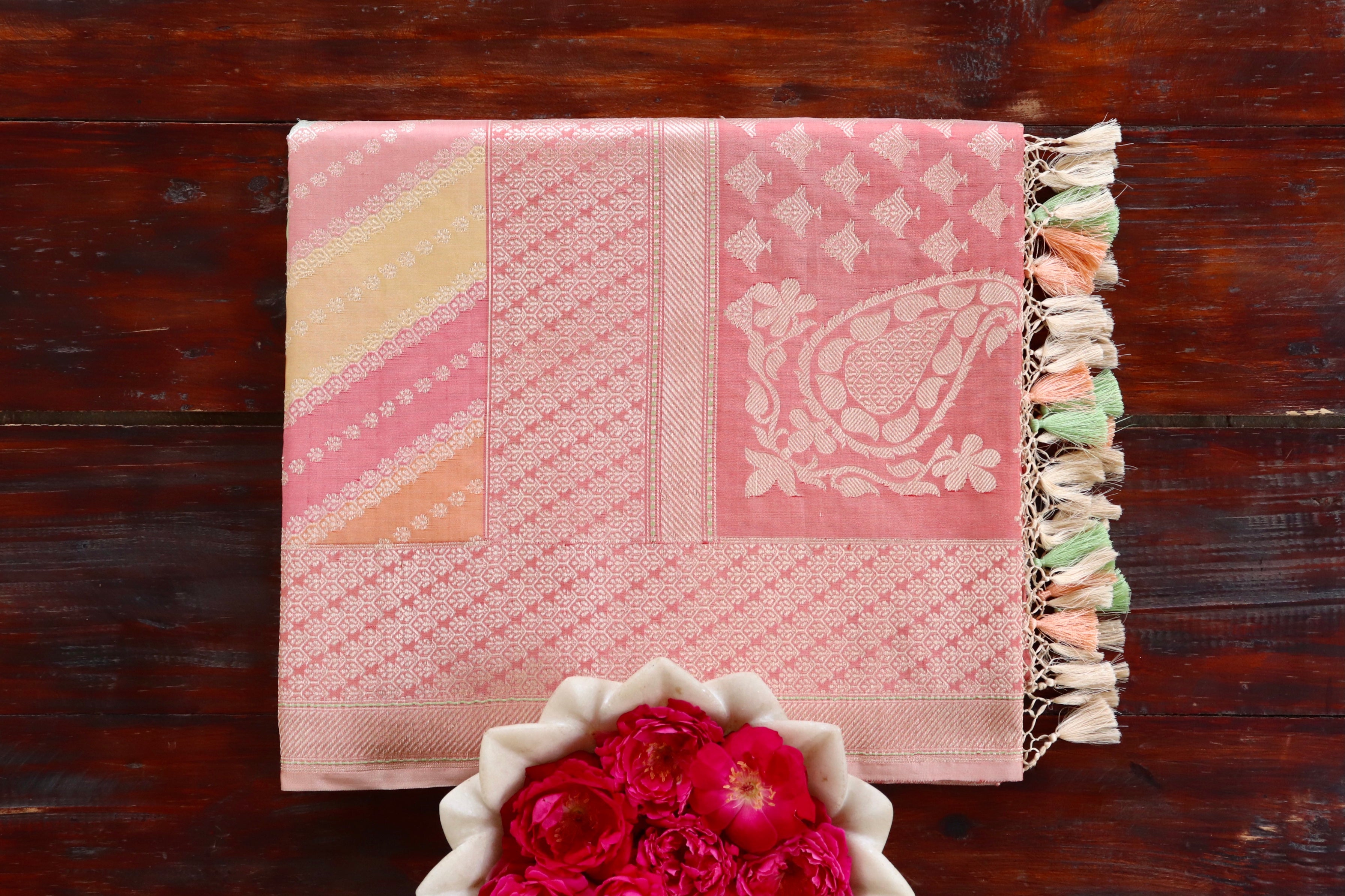 Multicolor Banarasi Rangkaat Pure Silk Handloom Saree