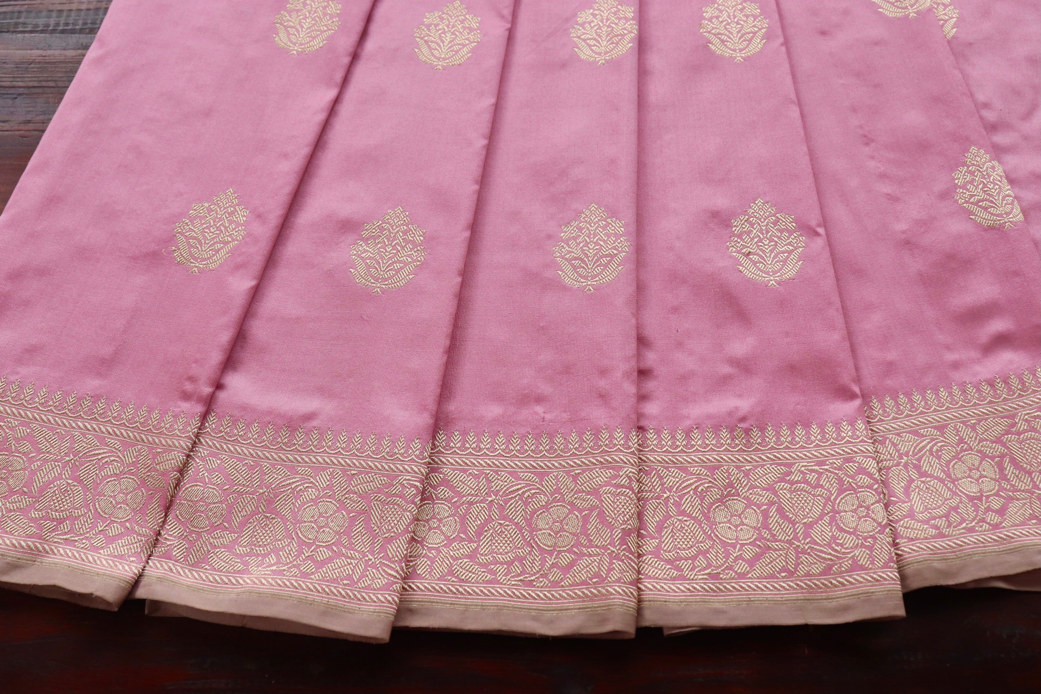 Baby Pink Parizaat Motif Pure Silk Handloom Banarasi Saree