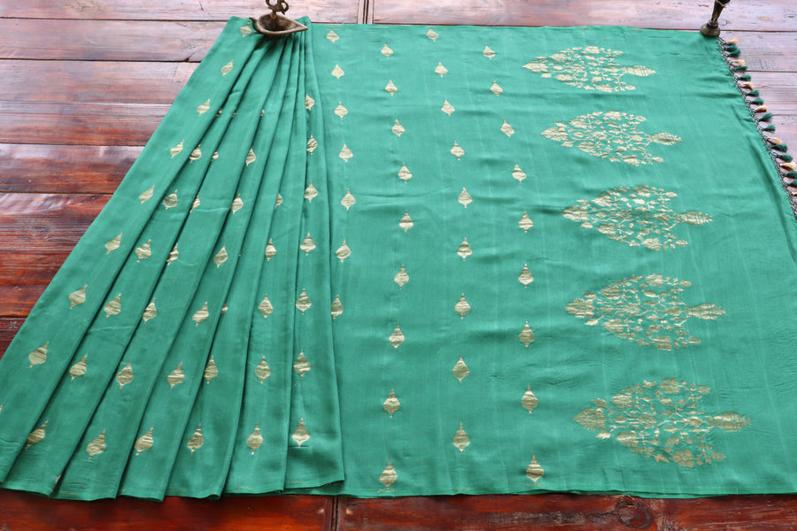 Deep Green Munga Silk Handloom Saree