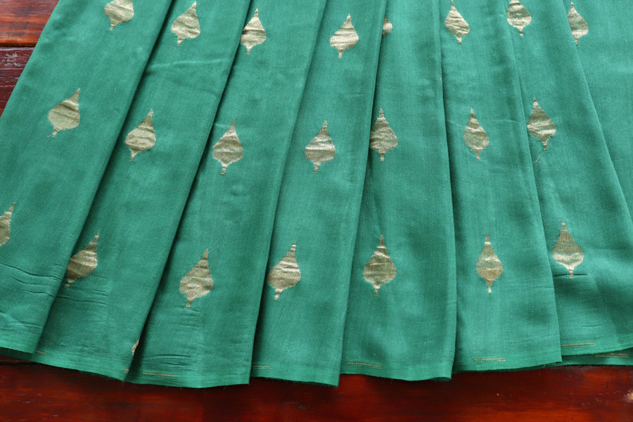 Deep Green Munga Silk Handloom Saree