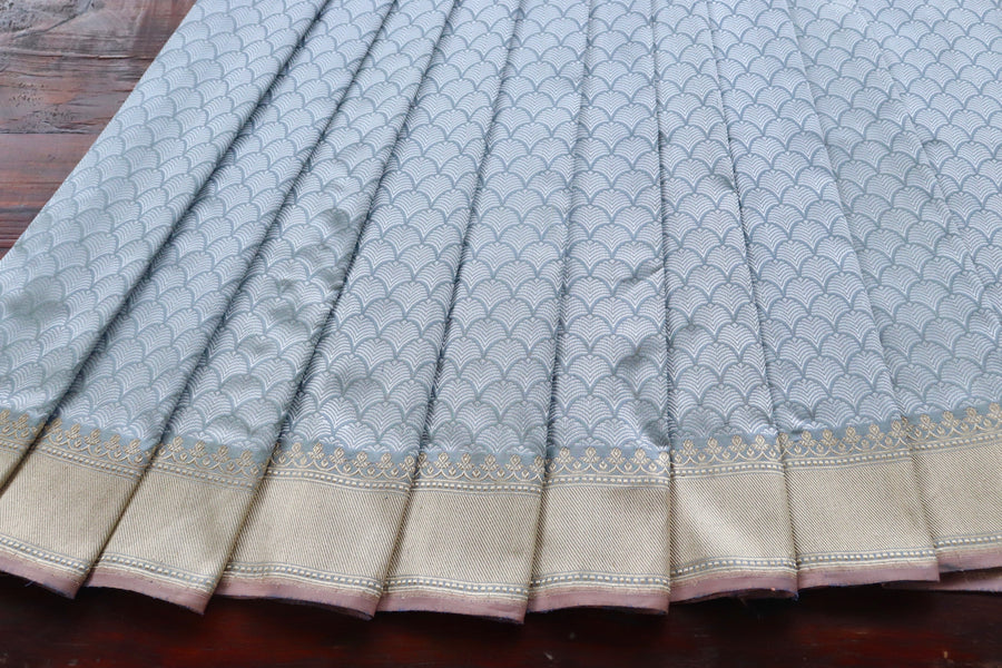 Blouse piece for Grey Tanchoi Banarasi saree