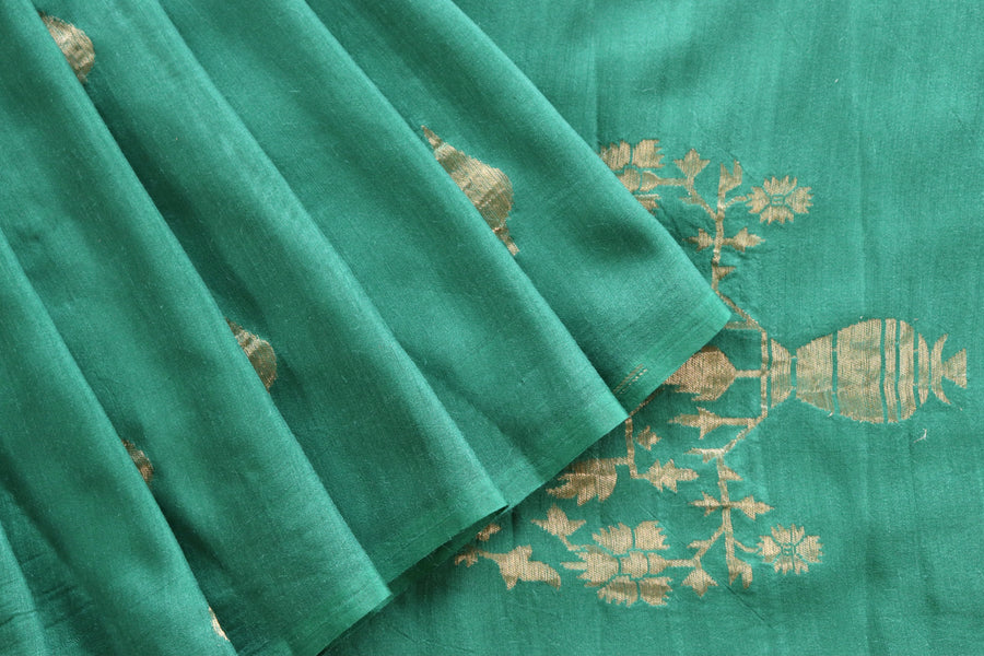 Deep Green Munga Silk Handloom Saree