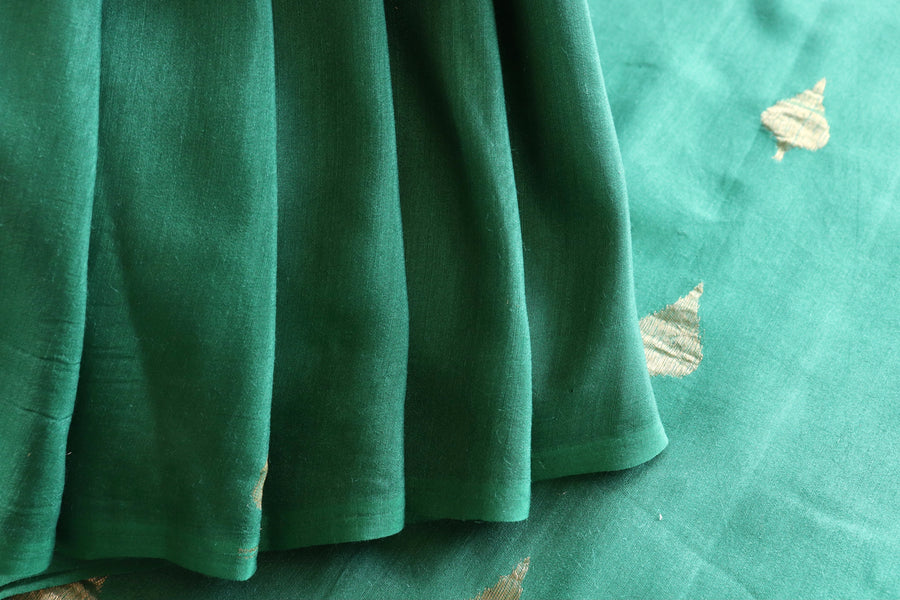 Deep Green Munga Silk Handloom Saree