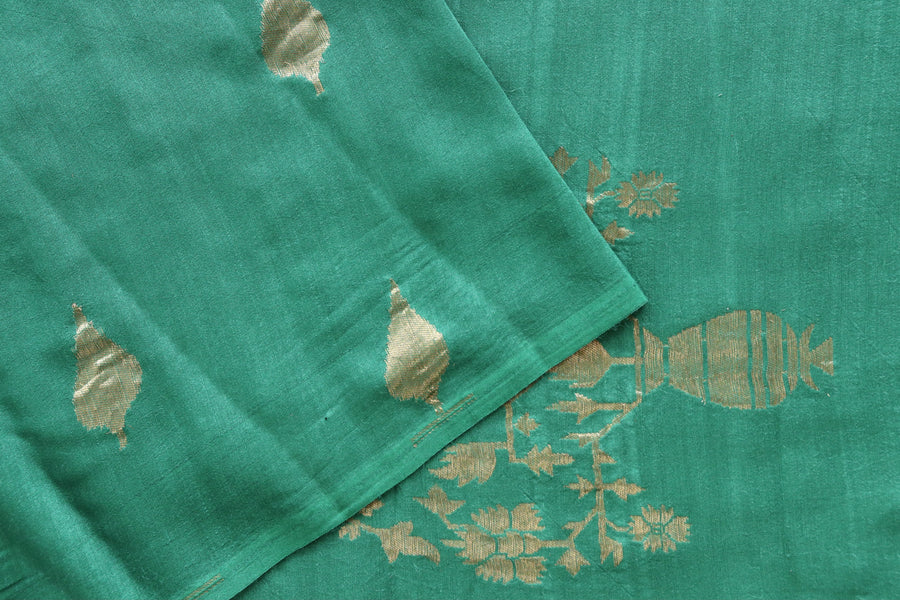 Deep Green Munga Silk Handloom Saree