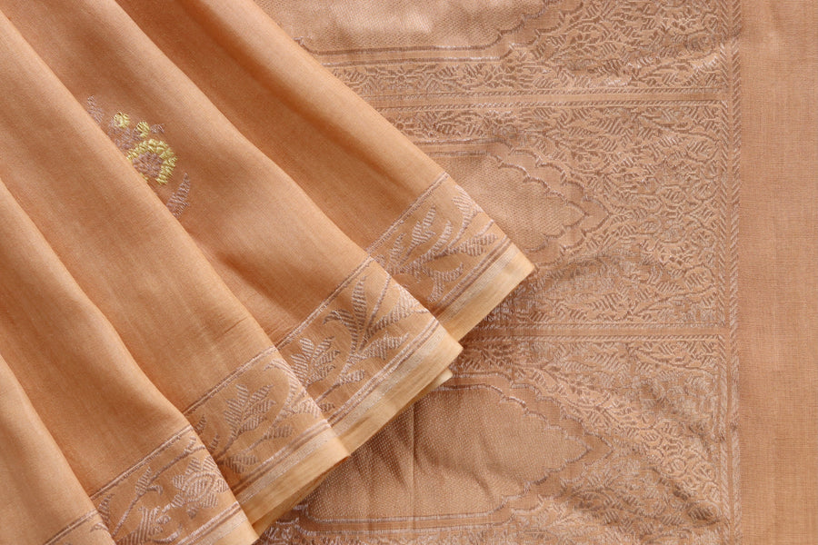 Sandalwood Kadhua Motif Munga Silk Handloom Saree
