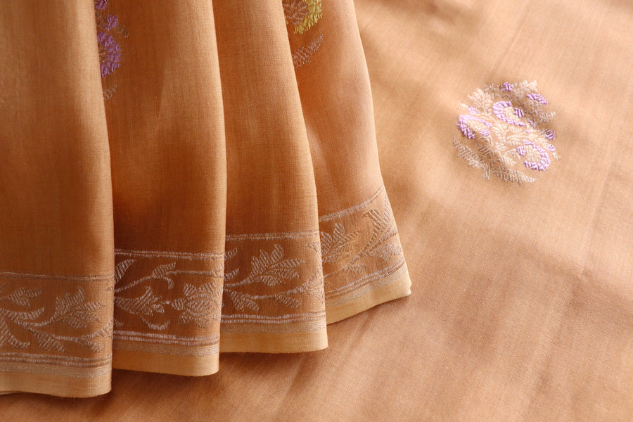 Sandalwood Kadhua Motif Munga Silk Handloom Saree