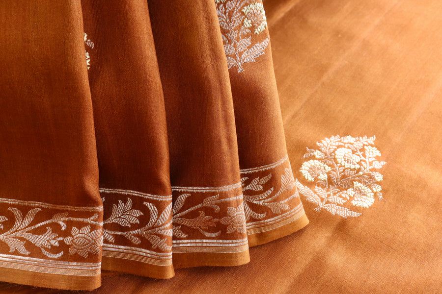 Brown Kadhua Motif Munga Silk Handloom Saree