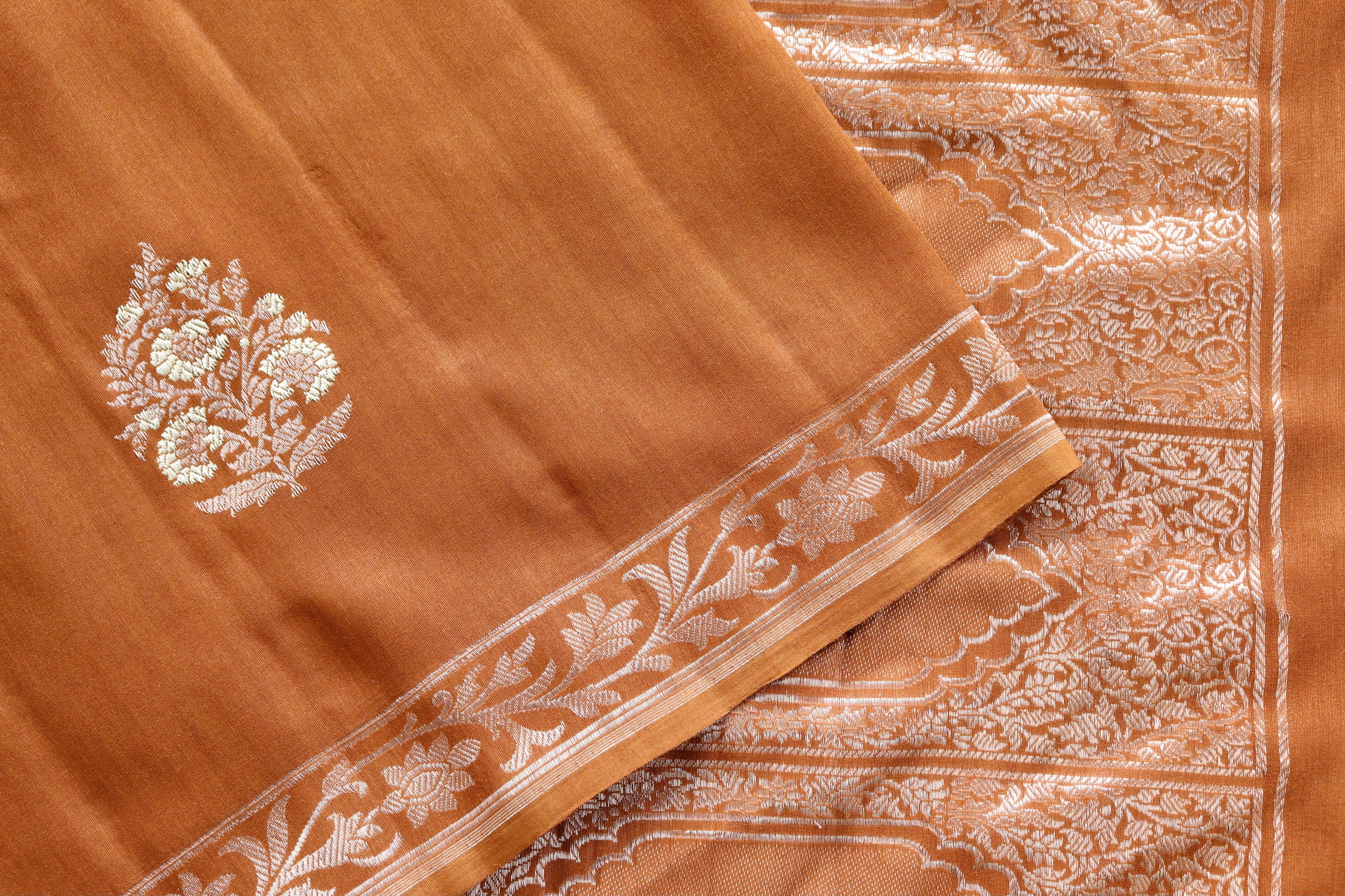 Brown Kadhua Motif Munga Silk Handloom Saree