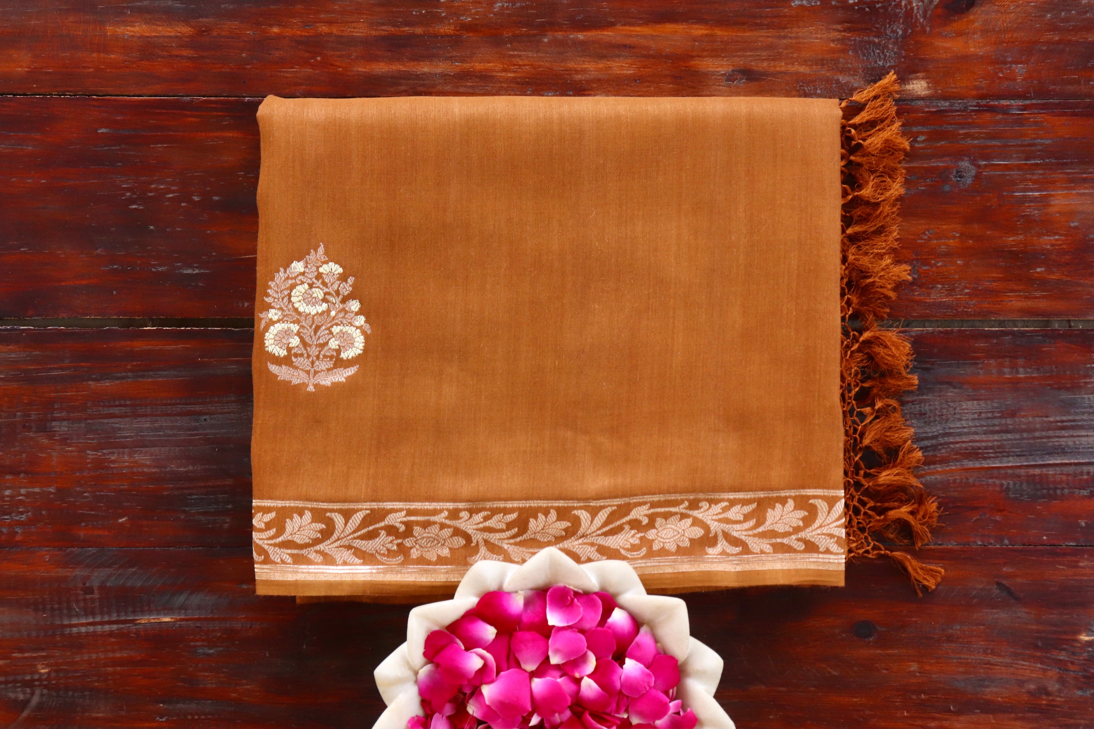Brown Kadhua Motif Munga Silk Handloom Saree