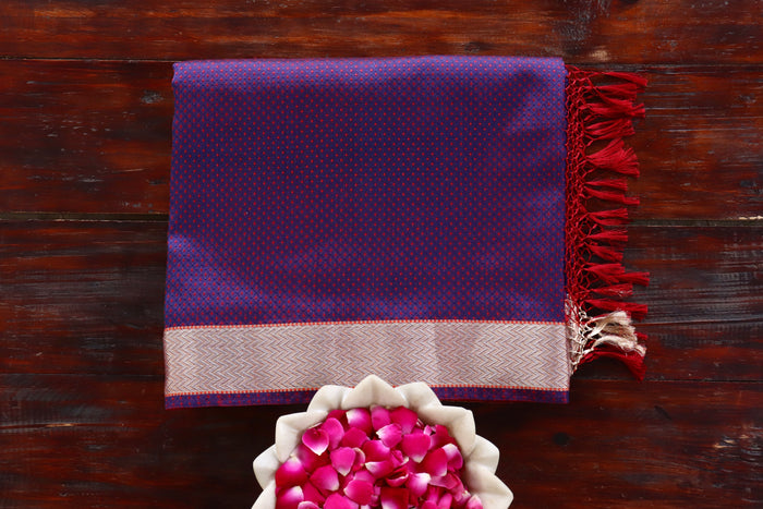 Purple & Maroon Do Rukhi Resham Handwoven Banarasi Tanchoi Silk Saree