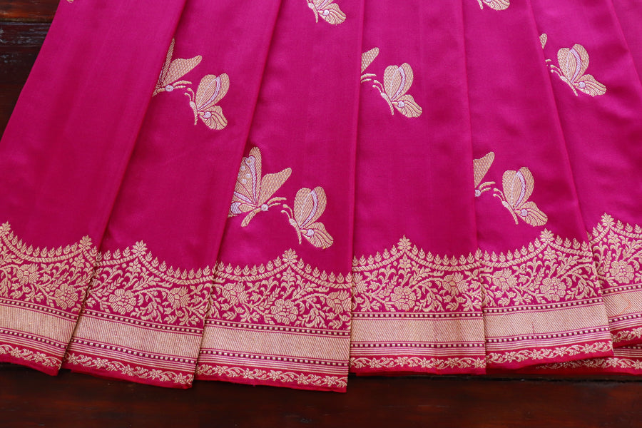Rani Butterfly Motif Pure Silk Handloom Banarasi Saree