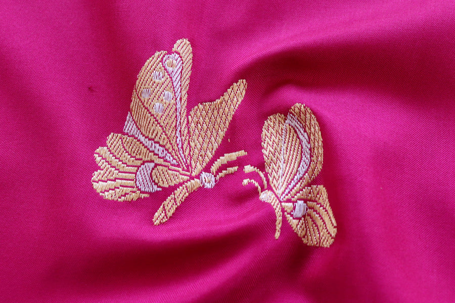 Rani Butterfly Motif Pure Silk Handloom Banarasi Saree