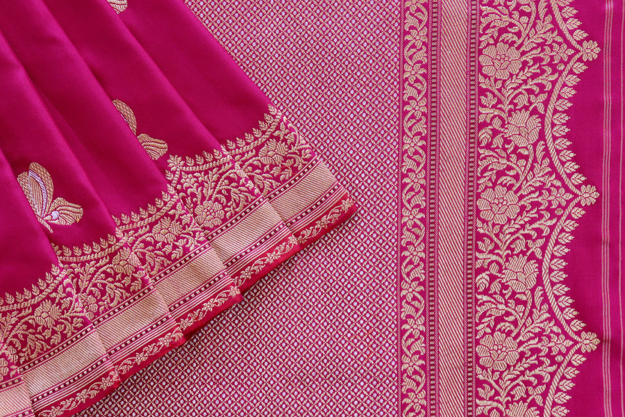 Rani Butterfly Motif Pure Silk Handloom Banarasi Saree