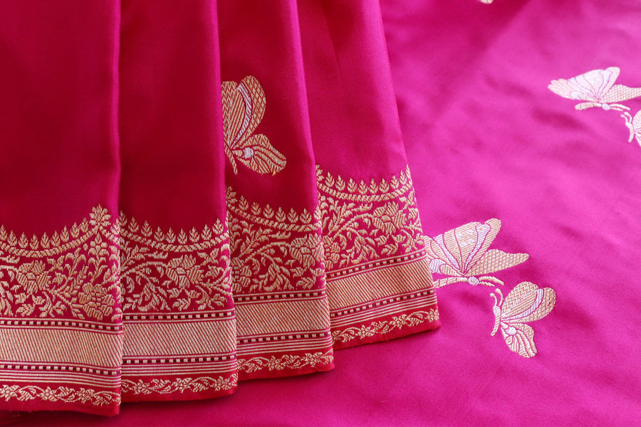 Rani Butterfly Motif Pure Silk Handloom Banarasi Saree